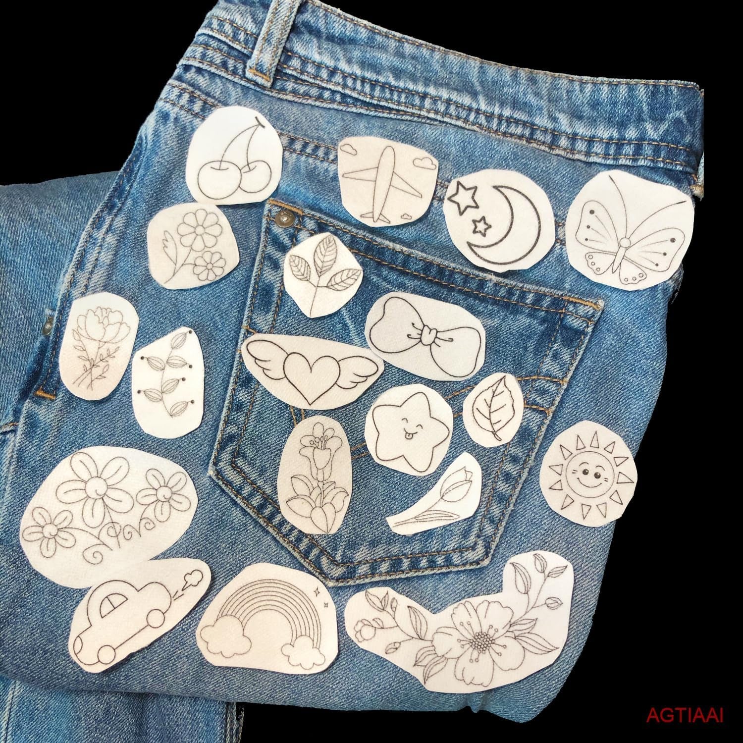 59Pcs Water Soluble Stabilizer for Embroidery,Stick and Stitch Embroidery Paper,Embroidery Patterns,Embroidery Transfer Paper,Embroidery Patterns Transfers Embroidery Designs for Embroidery Lover