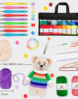 113 Piece Crochet with Yarn Set–1600 Yards Assorted Yarn 73PCS Crochet Accessories Set Including Ergonomic Hooks, Knitting Needles & More Ideal Beginner Kit
