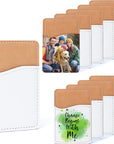 Sublimation Blanks Phone Wallet - PU Leather Card Holder for Back of Phone Stick on Iphone Android HTV Friendly DIY Blanks for Vinyl Projects (Beige Polyester Burlap)