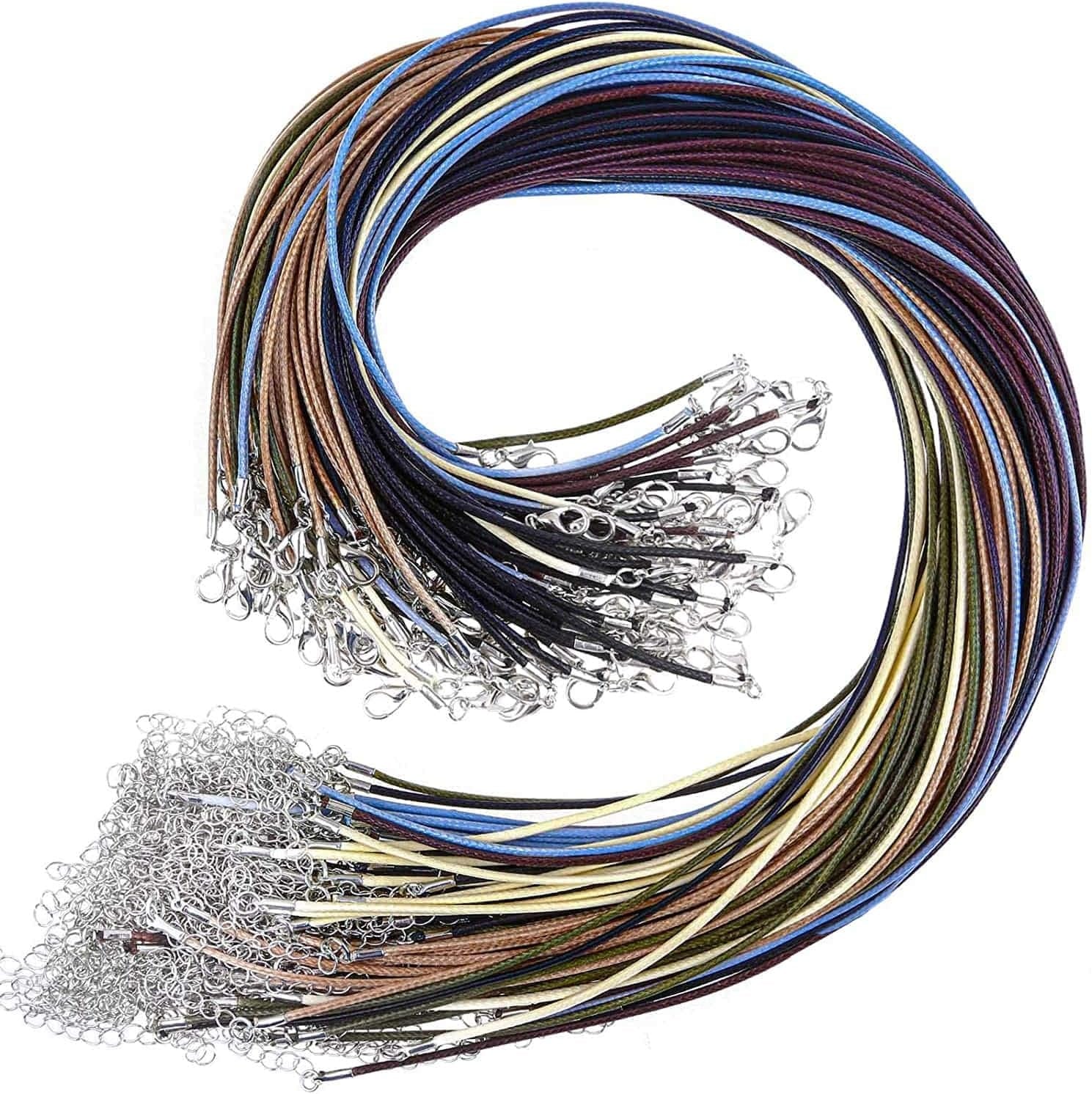 100Pcs Necklace Cord for Jewelry Making, Black Waxed String Bracelet Making Supplies