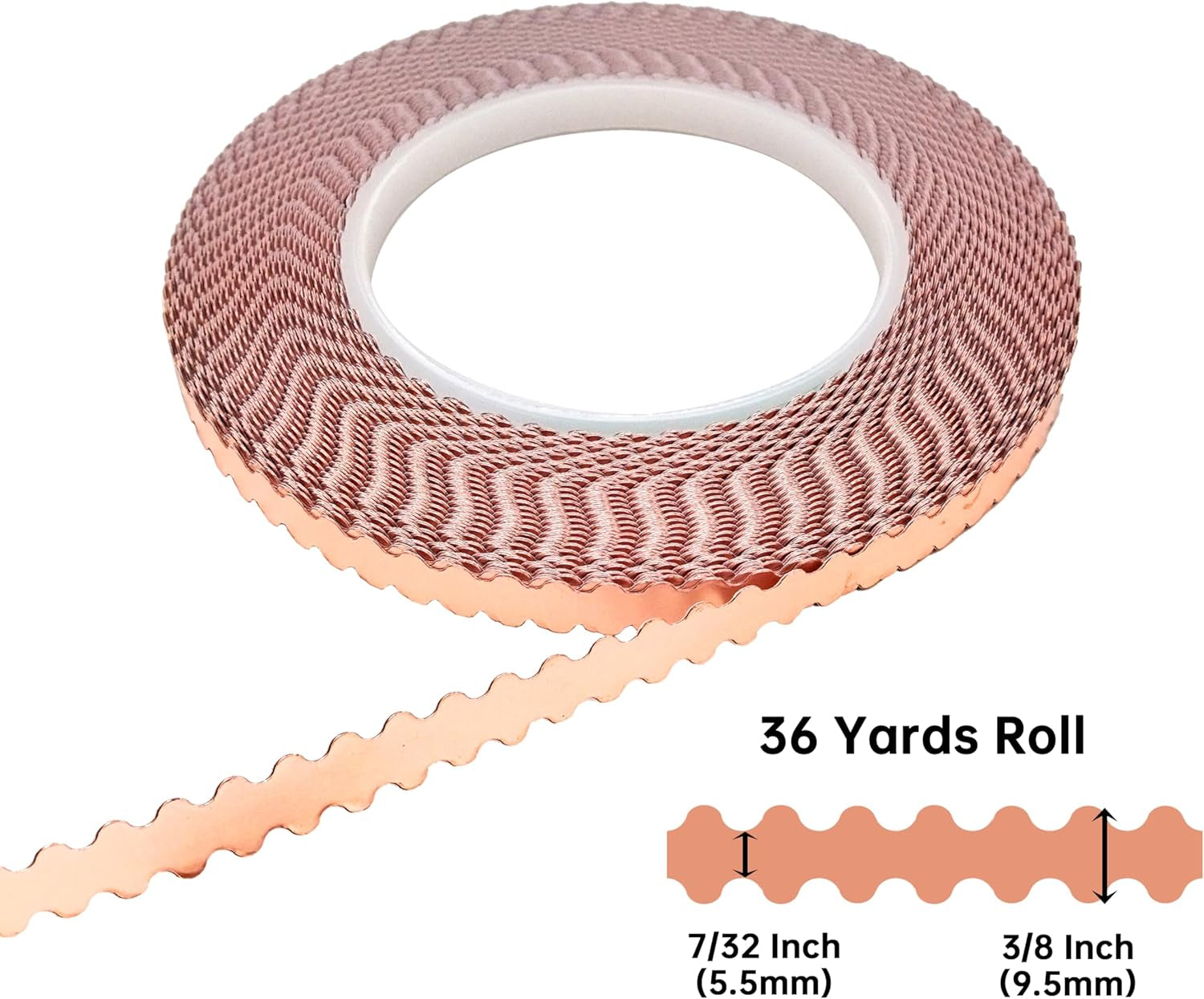 Double Edged Scalloped Copper Foil Tape for Stained Glass, DIY Handicrafts, Crafting (Small Scalloped)