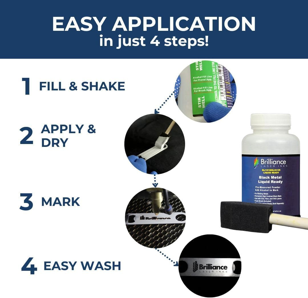 Liquid Ready Laser Marking Powder-"" -BLI101MBLIQ120- Black Laser Ink for Metals Marking with Co2/Fiber/Yag (120 Ml, Black)