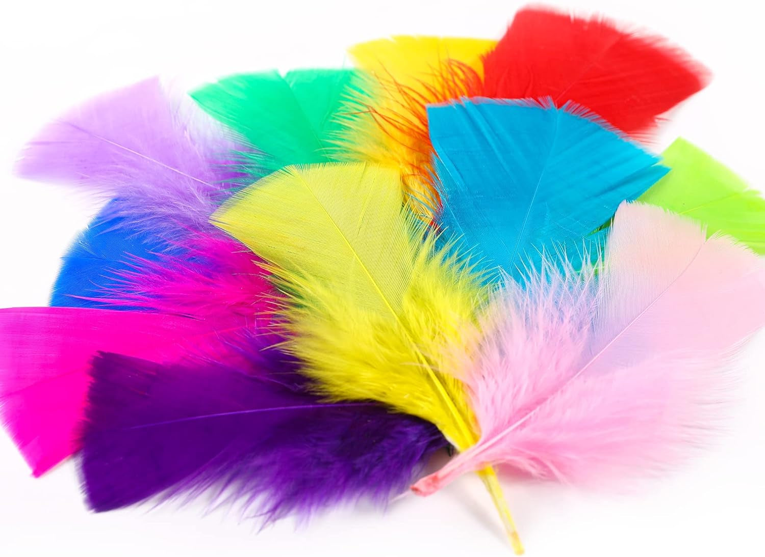 Colorful Craft Turkey Feathers - 300Pcs 3-5Inch Colored Feathers for Kindergarten DIY Crafts,Wedding Home Party Decorations,Dream Catcher Supplies(Turkey Colorful)