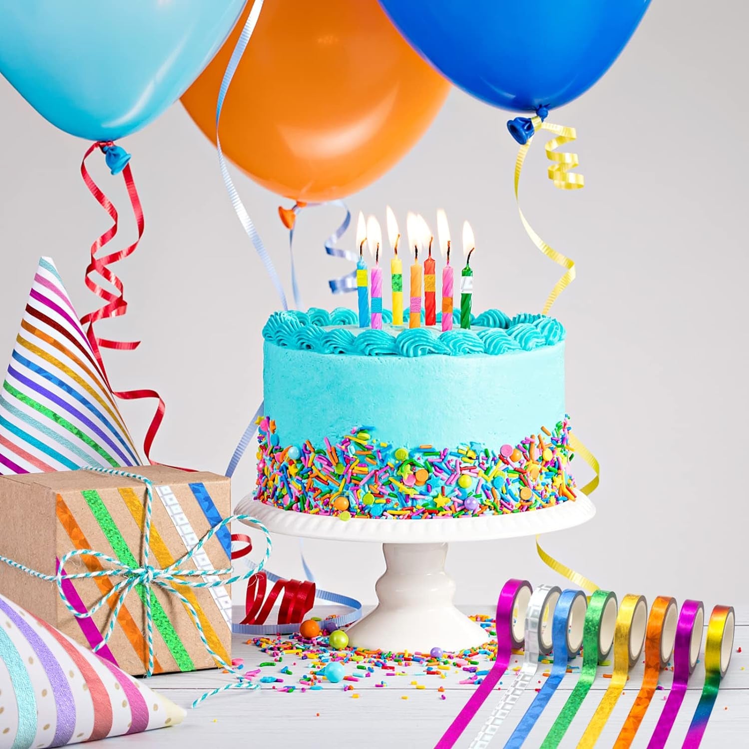 30 Rolls Washi Tape,Multi-Colored & Gold Metallic Washi Masking Tape - 8Mm X 4M Rainbow Paper Tape for DIY Crafts (Mix)