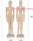 2 Pack 12 Inches Tall Wooden Mannequin Artist Manikin with Stand - Great for Drawing or Desktop Decor （Men and Women/Dad and Mom ）