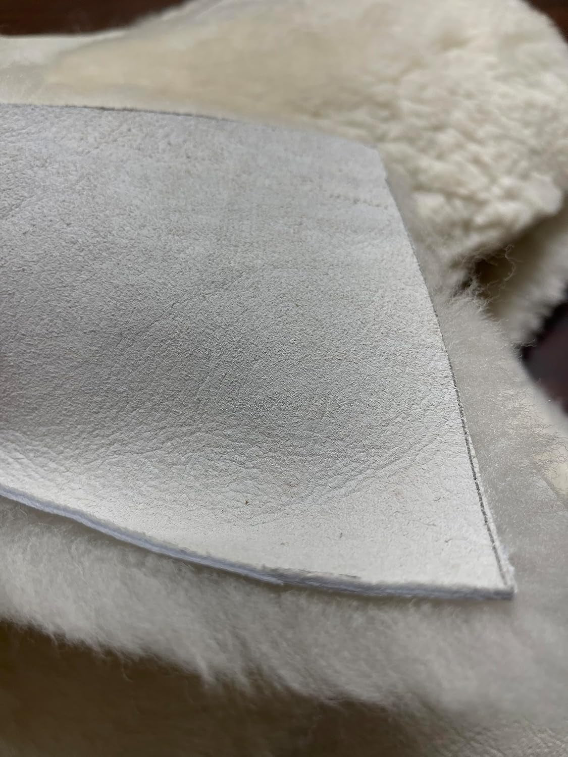 Sheepswool Leather Remnants, Sheep Leather and Wool, Lambs Wool Scrap Appoximately 16-18 Pieces 10" X 5" (Aprox. 2LBS)