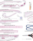 French Curve Ruler for Pattern Making, 15 Pieces Clear Sewing Ruler Set for Beginners Tailors Designers