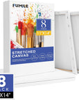 Stretched Canvas for Painting 11X14 Inch, 8 Pack Blank Canvas -5/8 in Profile Primed Cotton White Canvases for Painting for Oil & Acrylic Paint