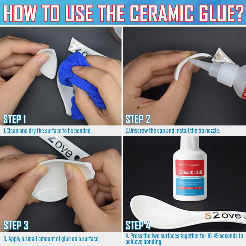 Ultimate Ceramic Glue, Proper for Ceramic & Porcelain，30G – Waterproof, High Temperature Resistant and Food Grade Material.