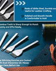 35 Pcs Leather Stitching Pouch Kit with 4Mm Prong Sewing Hole Punch, Leather Sewing Tools, Waxed Thread and Large-Eye Stitching Needles for Beginner Leather Sewing Working Crafting Projects