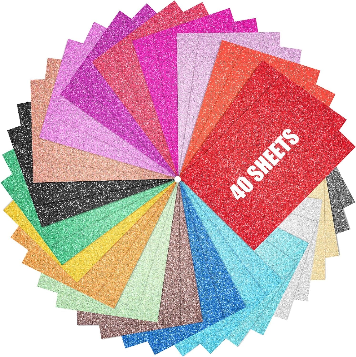 40 Sheets 20 Colors Glitter Cardstock,  Cricut Paper Cardstock, No-Shed Sparkly Glitter, A5 Glitter Paper for Arts and Crafts - Card Making, Scrapbooking, DIY Projects