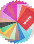 40 Sheets 20 Colors Glitter Cardstock,  Cricut Paper Cardstock, No-Shed Sparkly Glitter, A5 Glitter Paper for Arts and Crafts - Card Making, Scrapbooking, DIY Projects