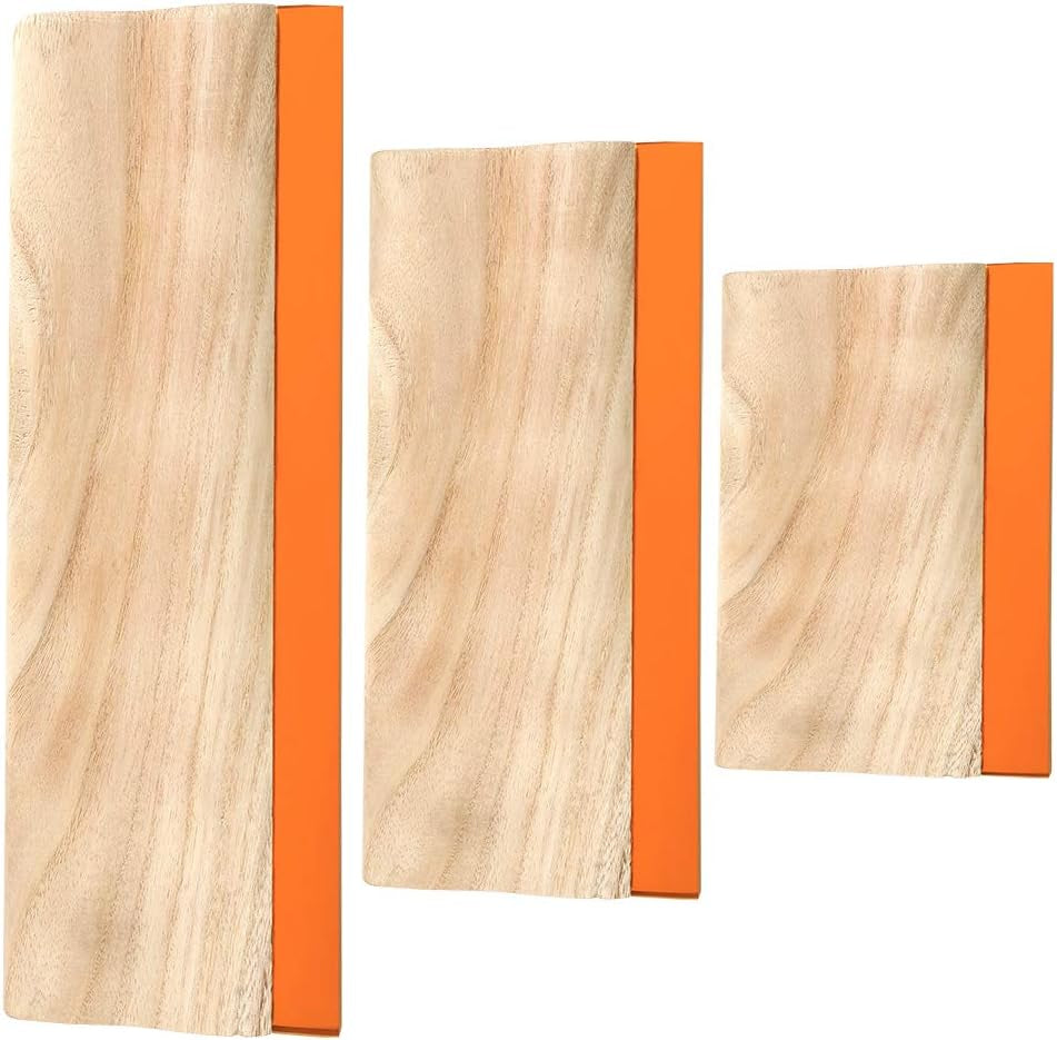 3 Pieces 3 Sizes Screen Printing Squeegee, 75 Durometer Wooden Ink Scraper for Screen Printing Fabric, 5.9 Inch, 9.4 Inch and 13.7 Inch