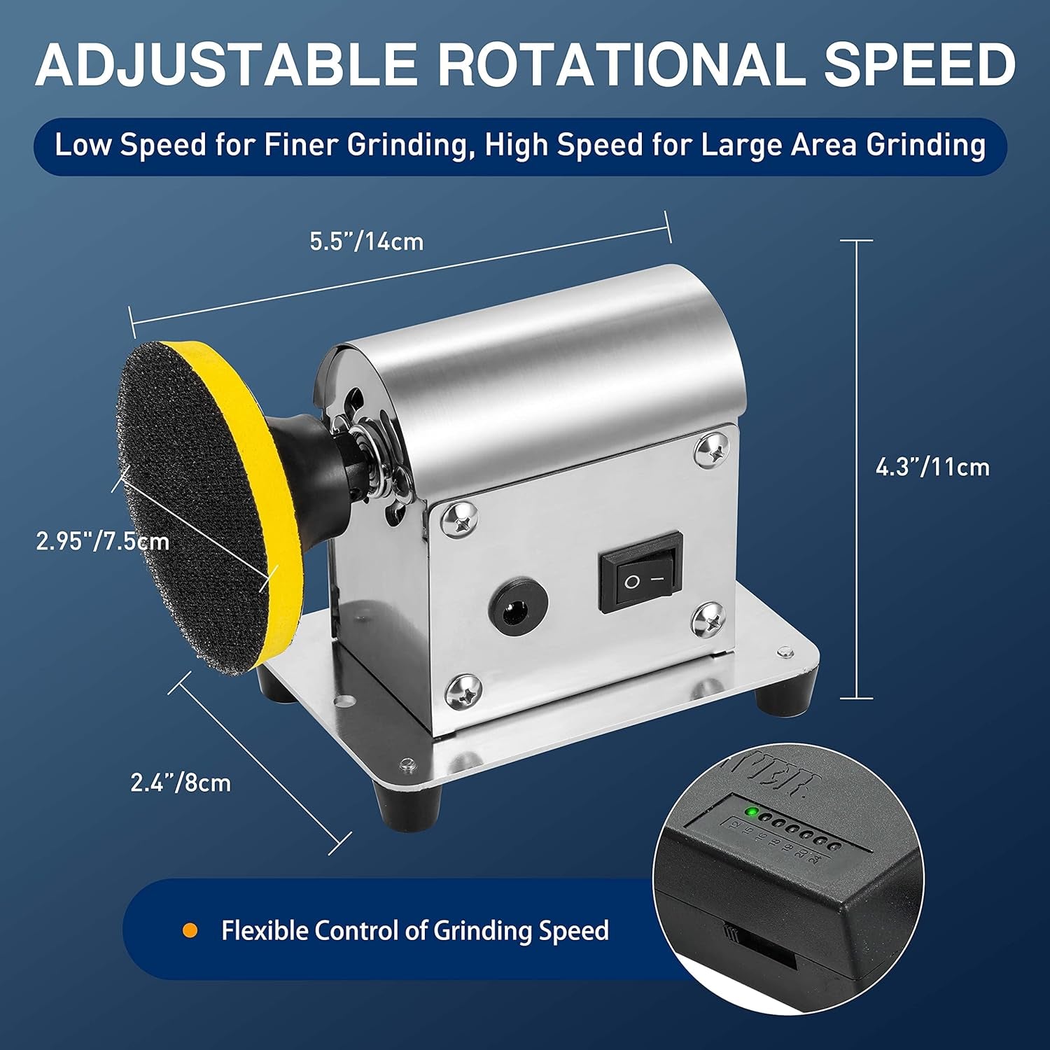 Electric Resin Polishing Machine, Resin Sanding and Polishing Kit Sander, 90W 7-Speed 24V, Including 26 PCS Sandpaper Resin Grinding Polisher Supplies, Epoxy Casting Tools for Resin Molds
