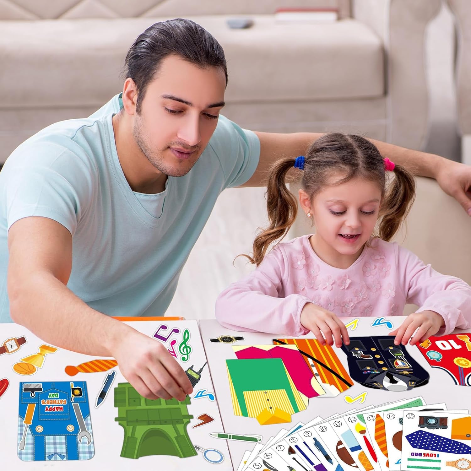 60 Packs Father&#39;S Day Card Making Kits for Kids Father&#39;S Day DIY Arts Crafts Father&#39;S Day Shirt Greeting Card with Stickers Handmade Crafting Card Bulk for Father&#39;S Day Party Supplies Decor