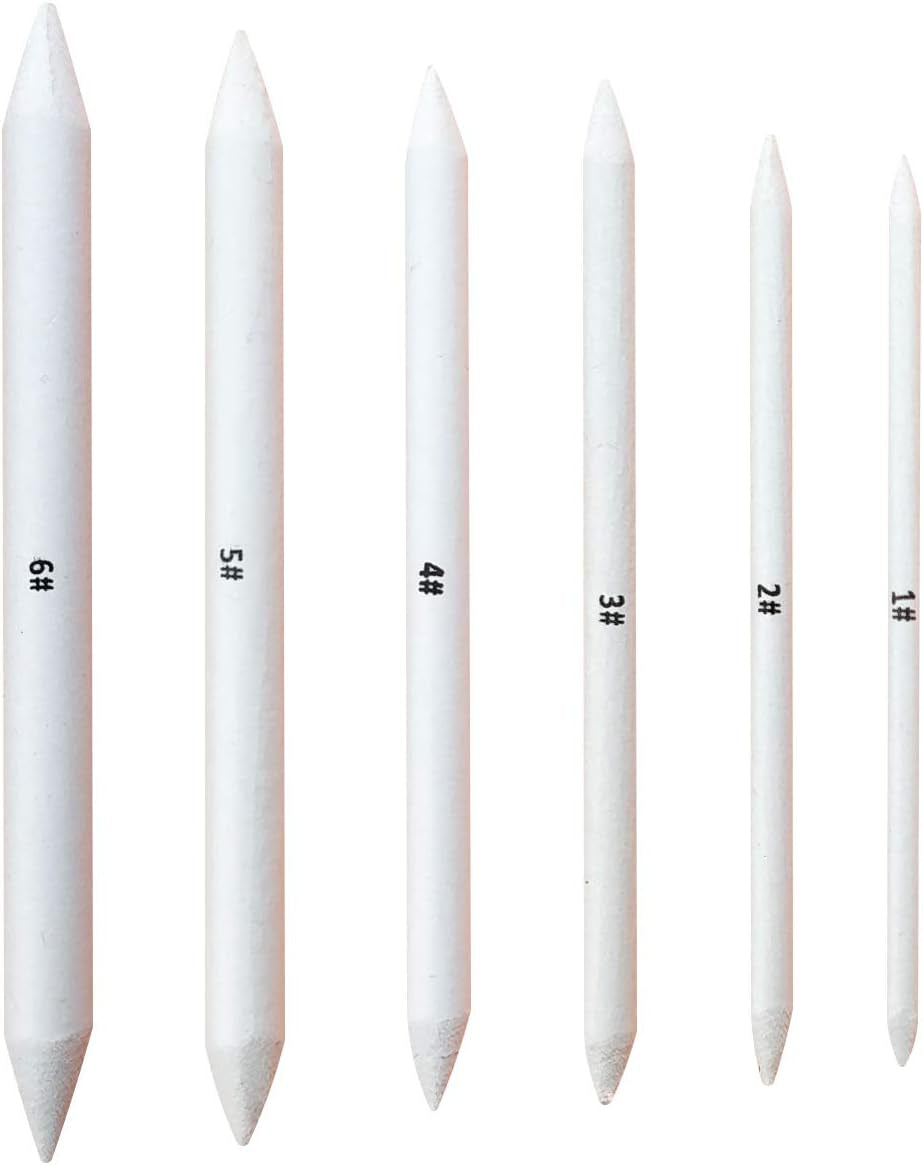 6 PCS Blending Stumps and Tortillions, Sketch Drawing Tools, Paper Art Blenders for Student Sketch Drawing