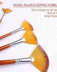 Fan Paint Brush Set of 9 Pcs, Professional Artist Acrylic Paint Brushes Set with Long Wood Handles Anti-Shedding Nylon Hair for Acrylic Watercolor Oil Painting,Rock Painting
