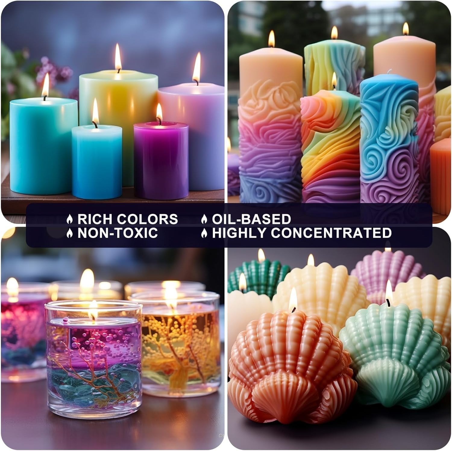 Candle Dye - 32 Colors Candle Wax Dye, Highly Concentrated Candle Color Dye, Oil-Based Liquid Candle Dye for Soy Wax, Candle Making - 5Ml Each