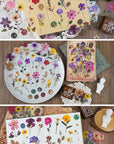 Pressed Flower Themed Stickers Set (320 Pieces) Dried Flowers Resin Stickers Decals Floral Botanical Journaling Stickers for Scrapbook Supplies Junk Journal Bullet Journal Planner Laptops