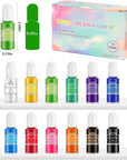 Epoxy Resin Pigment - 12 Colors Epoxy Resin Liquid Dye Transparent High Concentration Resin Colorant for Epoxy Resin Crafts Art Coloring, Painting, Jewelry DIY Making, 0.35Oz/10 Ml Each