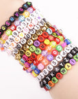 7 Style Letter Alphabet Beads for Bracelets Making, 1380 Pcs Colorful Square round Letter Beads Kit for Jewelry Making, Letter Beads Bulk with Crystal Elastic String