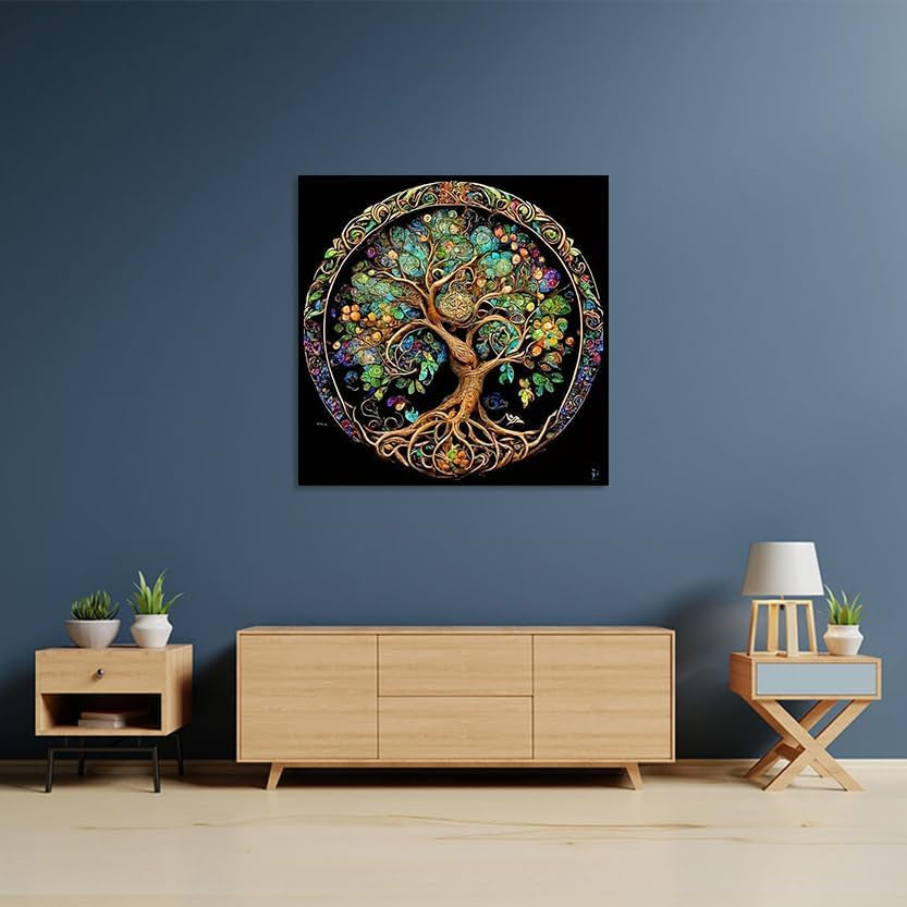 DIY 5D Diamond Painting Kits for Adults Diamond Art Tree of Life Diamond Painting Full Drill Crystal Rhinestone Embroidery Craft Kits for Home Wall Decor Gifts, 12X12Inch