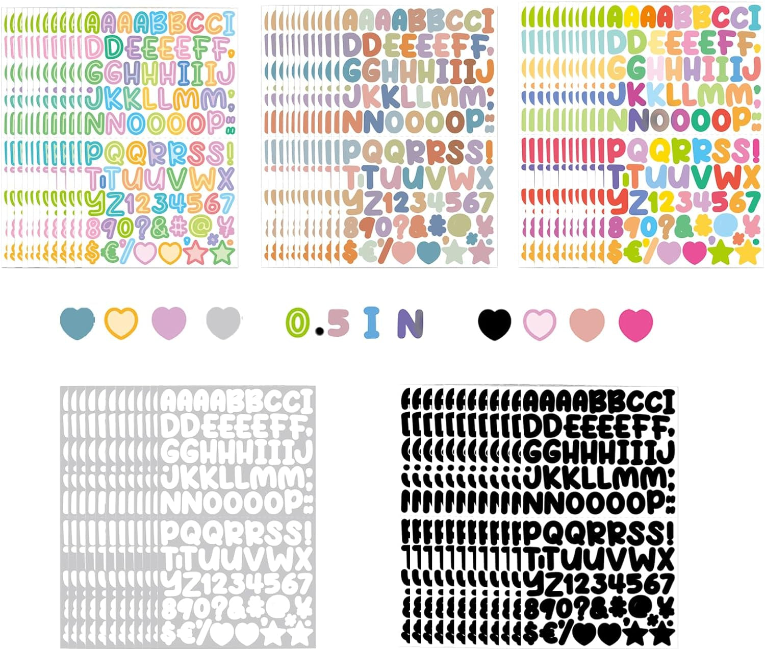 5400 Letter Stickers 60 Sheets Alphabet Stickers 0.5In Vinyl Self-Adhesive Number Alphabet Stickers, Mailbox Numbers Labels DIY Crafts Art Making, Decals for Sign,Notebook, Classroom Decor, Door