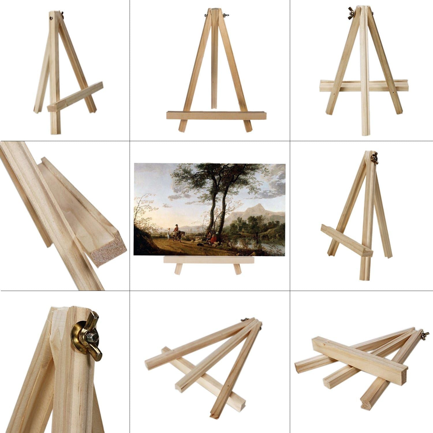 AUVOTTOKA Portable 9" Wood Tripod Tabletop Display Easel for Artist Painting, Sketching, Displaying Photos, Decorative Plates and More