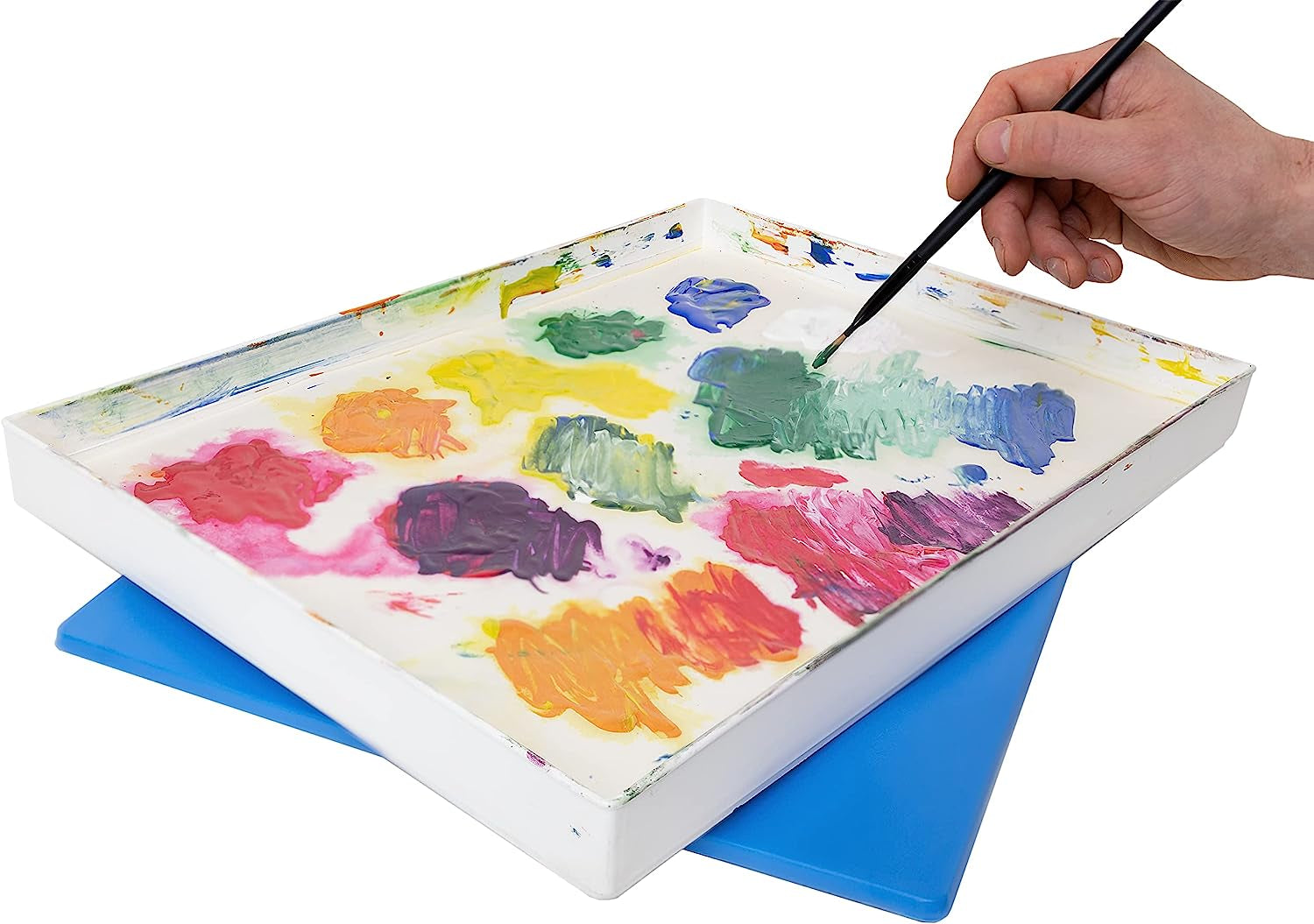 Artist Palette Seal, 12In X 16In Airtight Palette Container, Keeps Wet Paint Fresh for Weeks, Oil or Acrylic Painting Palette with Lid, Seal, Blue Lid Box, Made in USA