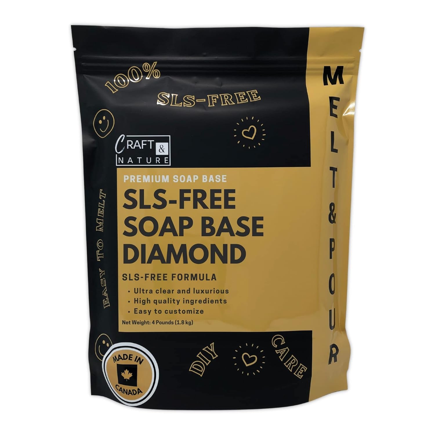 4 LB Sls-Free Sles-Free Unscented Ultra Clear Diamond Moisturizing Glycerin Melt and Pour Soap Base for Soap Making