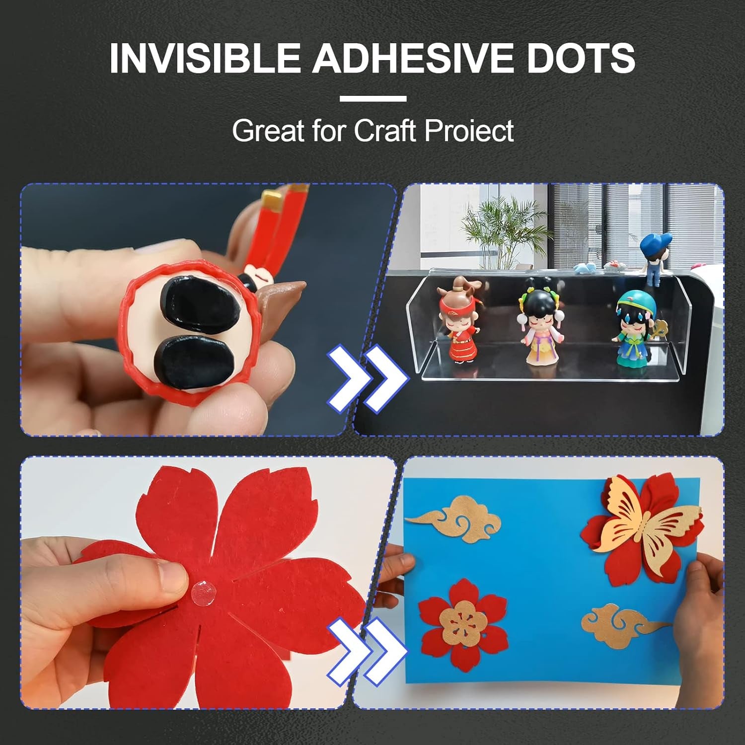 504 Pcs Clear Removable Adhesive Dots, Glue Point Dots for Crafts Balloons Poster, Double Sided Sticky round Dots (0.39 Inch)