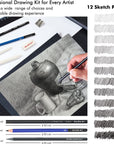 Sketching and Drawing Pencils Set, 37-Piece Professional Sketch Pencils Set in Zipper Carry Case, Drawing Kit Art Supplies with Graphite Charcoal Sticks Tool Sketch Book for Adults Kids