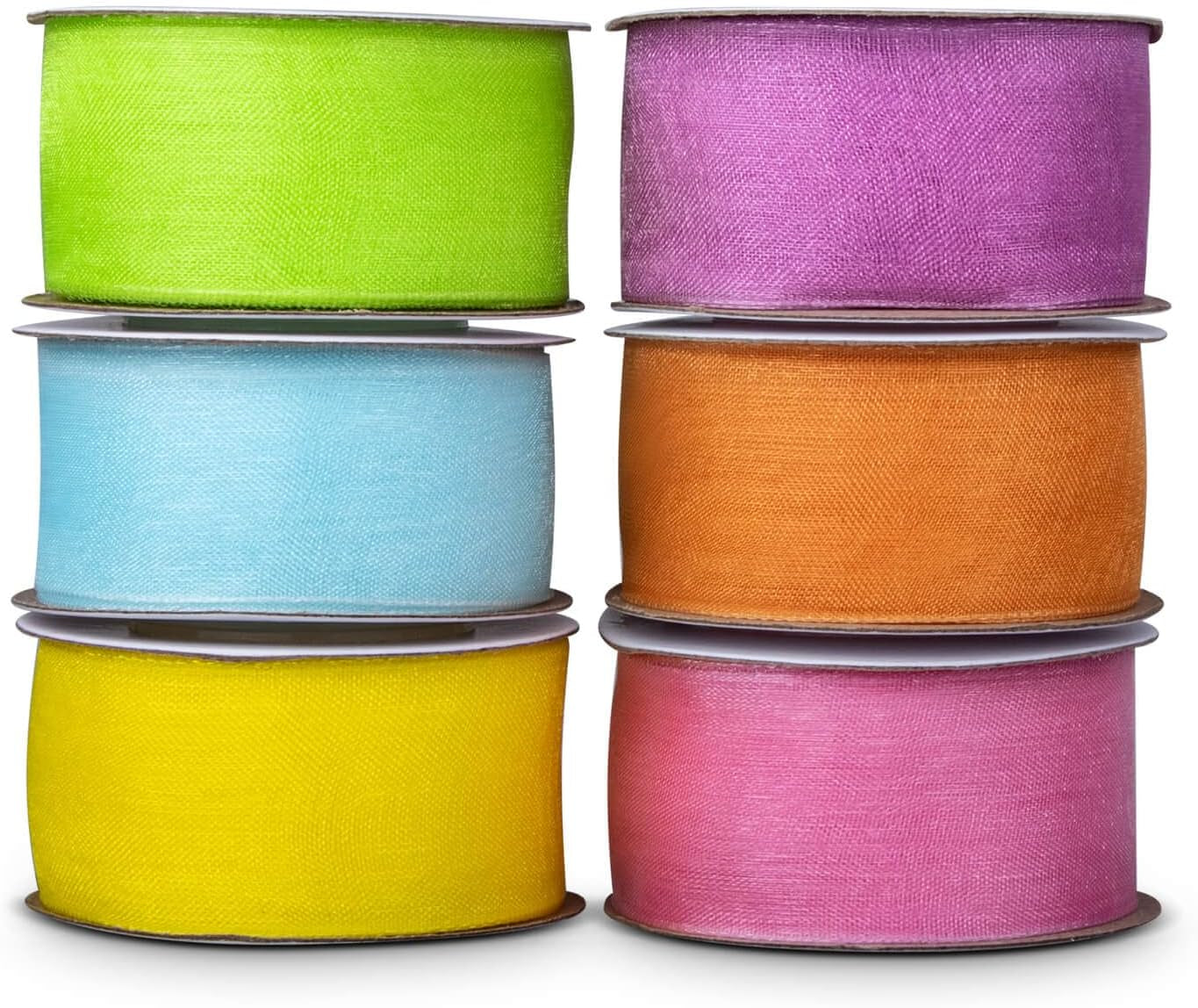 6 Spools Ribbon Sheer Chiffon Ribbon Gift Wrapping Ribbon Summer Ribbon Organza Ribbon for Crafts, 1 Inch Wide 60 Yards