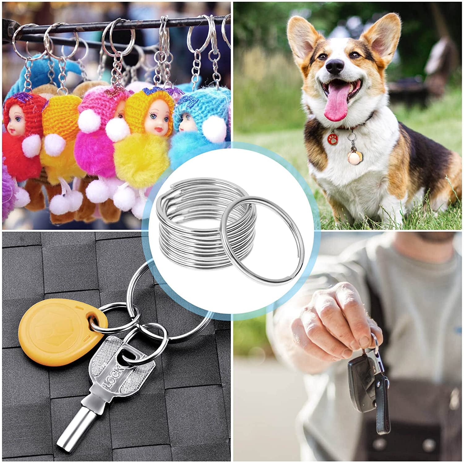 100 Pack Keyrings, Split Key Rings Bulk for Keychain and Crafts (1 Inch)