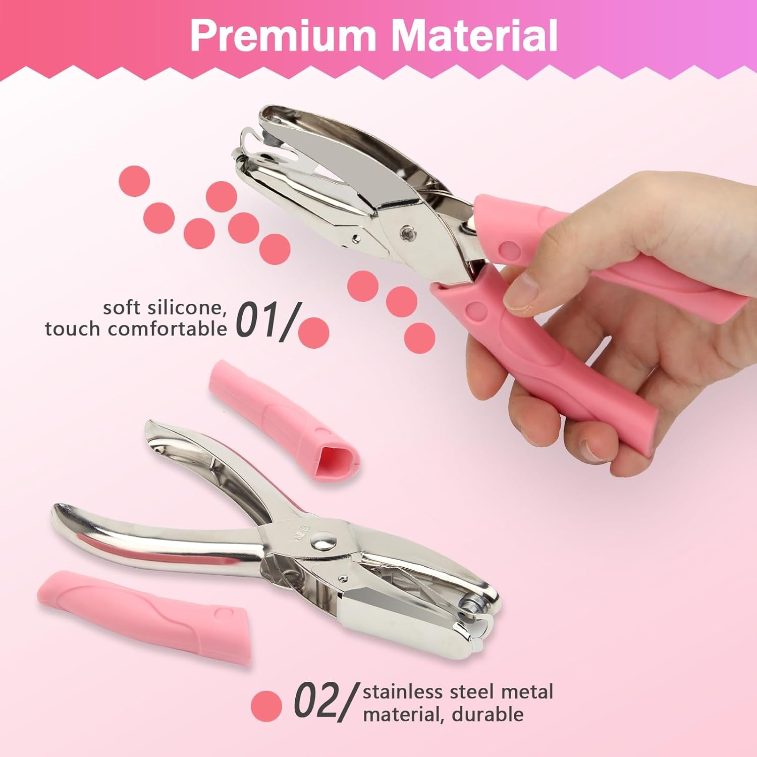Circle Handheld Hole Paper Punch,  Heart Hole Punch + Star Hole Punch 1/4 Inch Metal Single Hole Paper Punch, with Soft-Handled for Tags Clothing Ticket