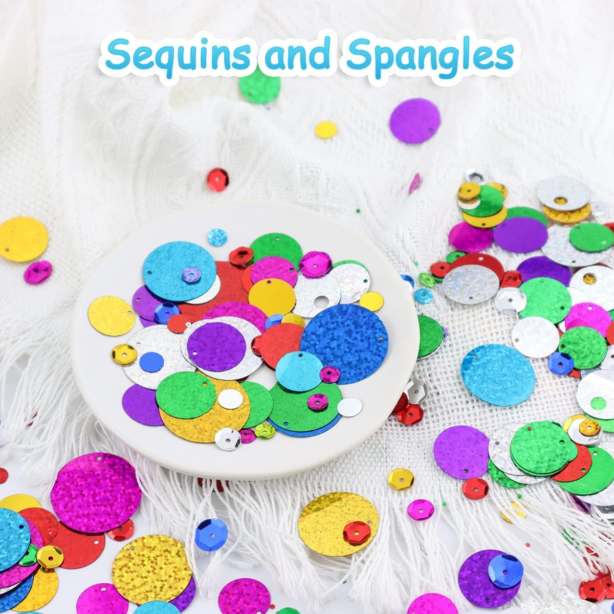 Mix Color round Bulk Loose Sequins and Spangles for Holiday Applique Arts Crafts and Embellishment DIY Making (Assorted Size)