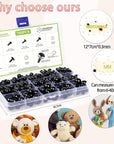 700 Pcs Black Plastic Crochet Safety Eyes with Washers for 6-14Mm Stuffed Animals and Amigurumi DIY Halloween Decorations