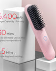 Cordless Hair Straightener Brush,  Porta Straightening Brush for Women, Touch Ups On-The-Go Styling Hot Comb with Negative Ion, Lightweight & Mini Travel, USB Rechargeable
