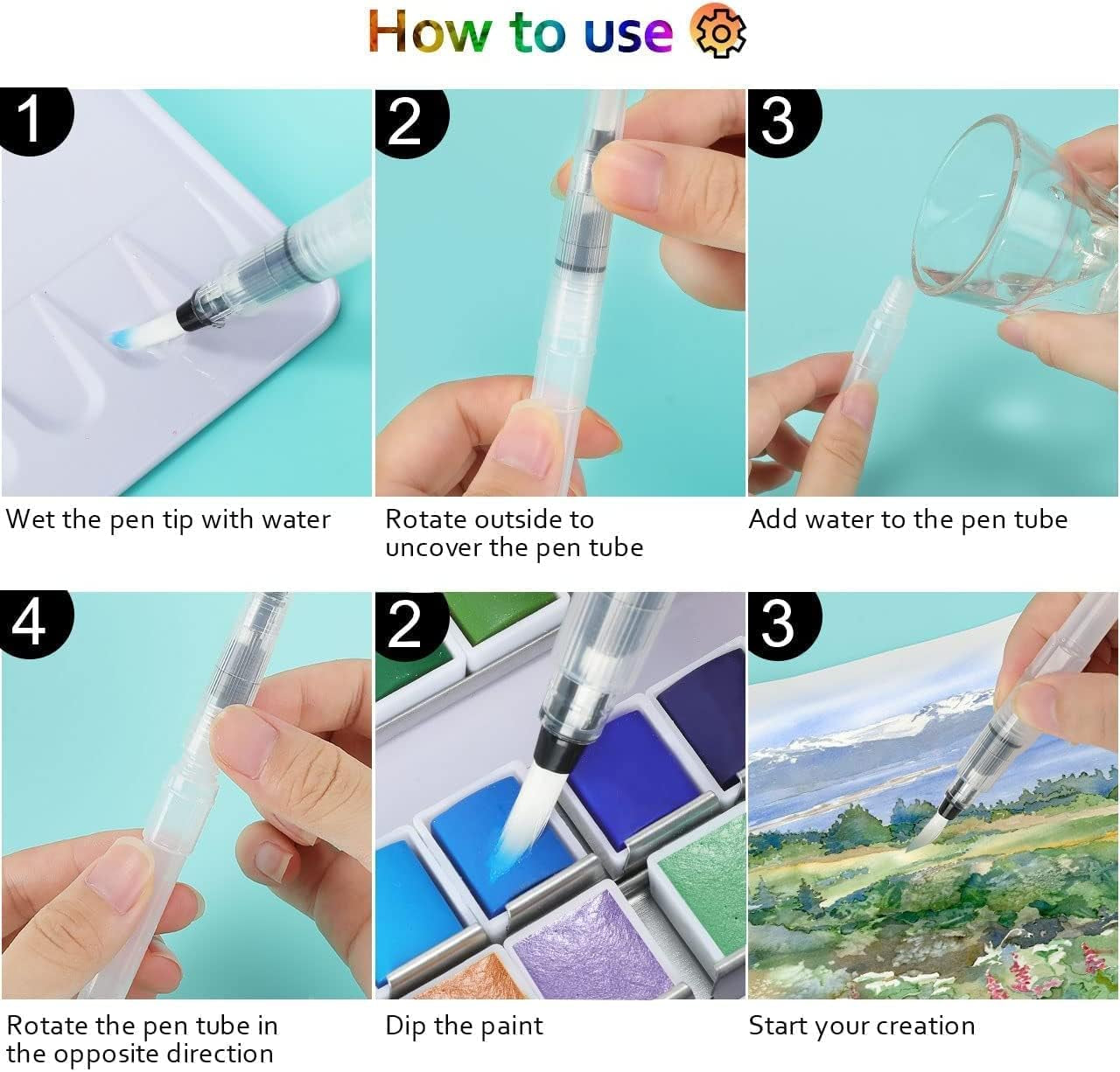 Watercolor Paint Set, 48 Colors Including 6 Metallic Colors in Portable Box, Travel Watercolor Set with Watercolor Papers and Brushes, Water Color Kits for Beginners & Artists