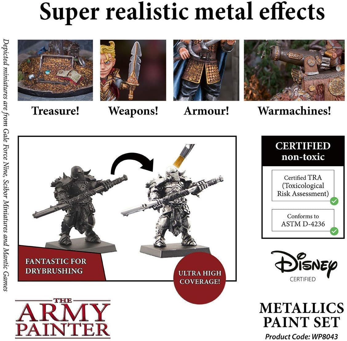 Metallic Paint Set-Hobby Acrylic Paint Set of 8 Metallic Acrylic Paint, 18Ml Dropper Bottles-Acrylic Hobby Paint Set of Acrylic Metallic Paint with Bright Gold Acrylic Paint Metallic