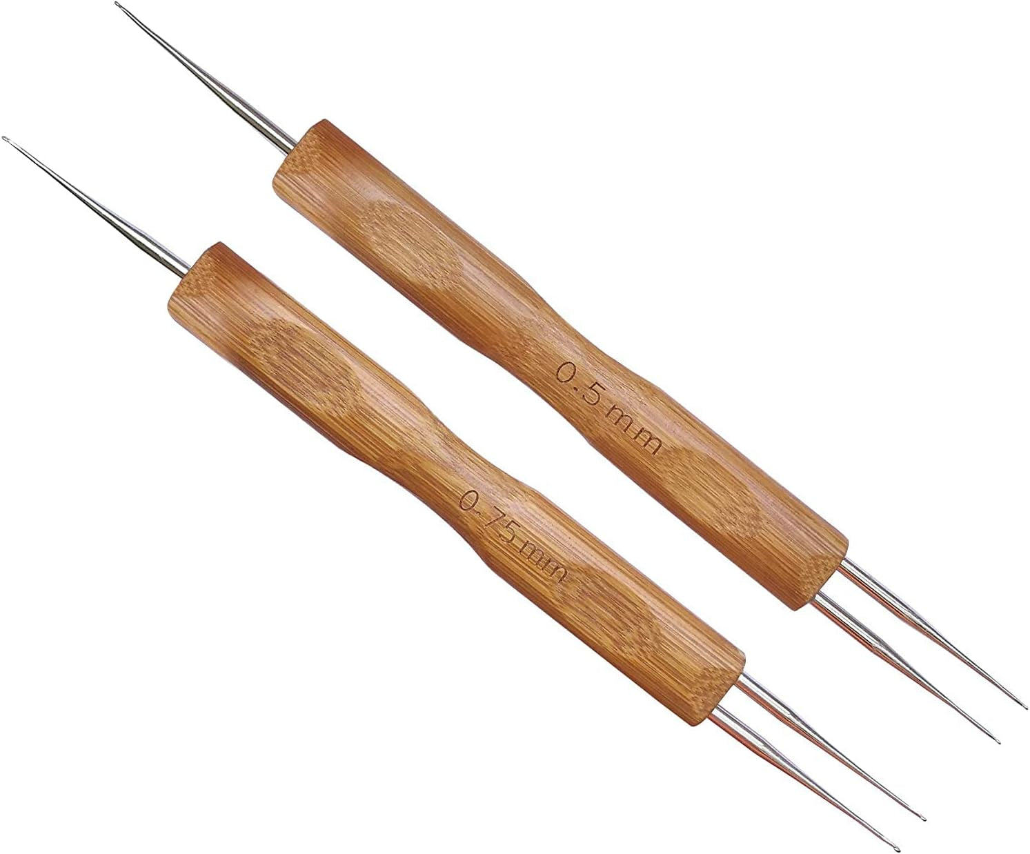 2Pcs/Set Dreadlock Crochet Hook for Hair Dreadlock Needle Tool for Craft Dreadlock Crochet Needles (1 Hook 0.5Mm + 1 Hook 0.75Mm)