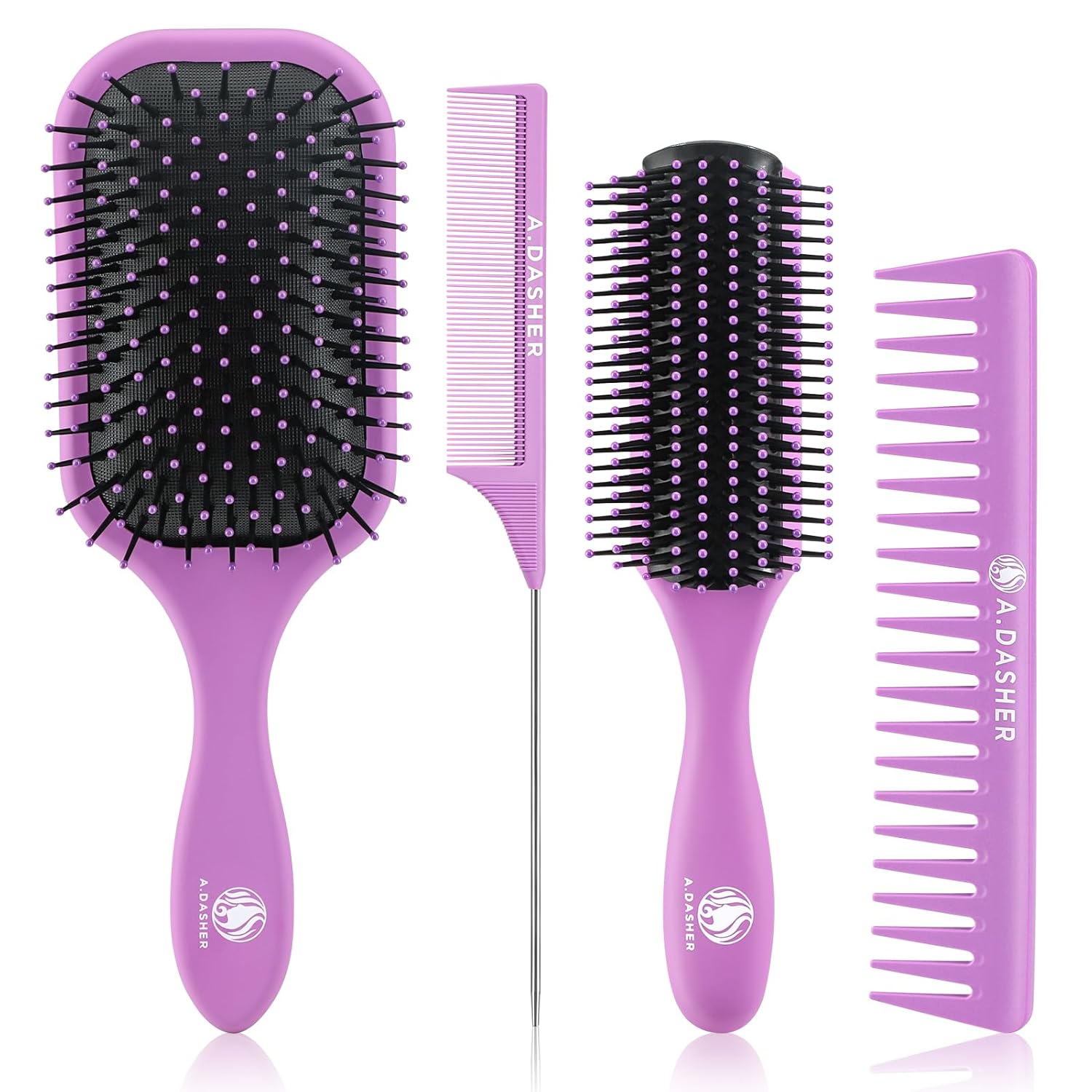 Hair Brush for Afro America/African Hair Textured 3a to 4c Kinky Wavy/Curly/Coily/Wet/Dry/Oil/Thick/Long Hair, Detangling Brush for Women (2 pcs, Pink-Black)