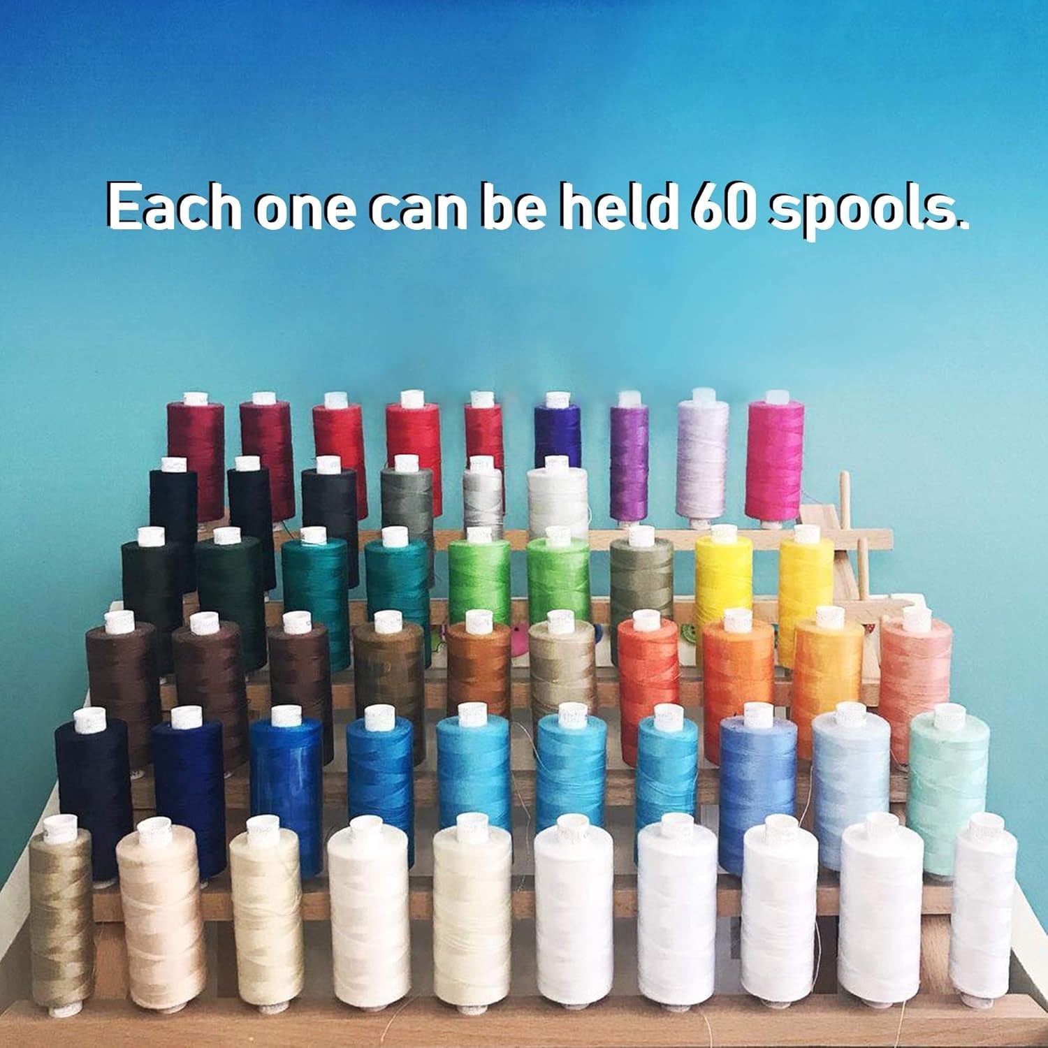 Wooden Thread Rack Sewing and Embroidery Thread Holder, 60 Spools, 2 Pack