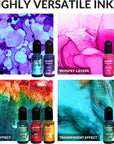 Alcohol Ink Set - New Improved Formula - 24 Highly Saturated Alcohol Inks - Fast-Drying and Permanent Inks - Versatile Alcohol Ink for Epoxy Resin, Tumblers, Fluid Art Painting, Glass, Metal Etc