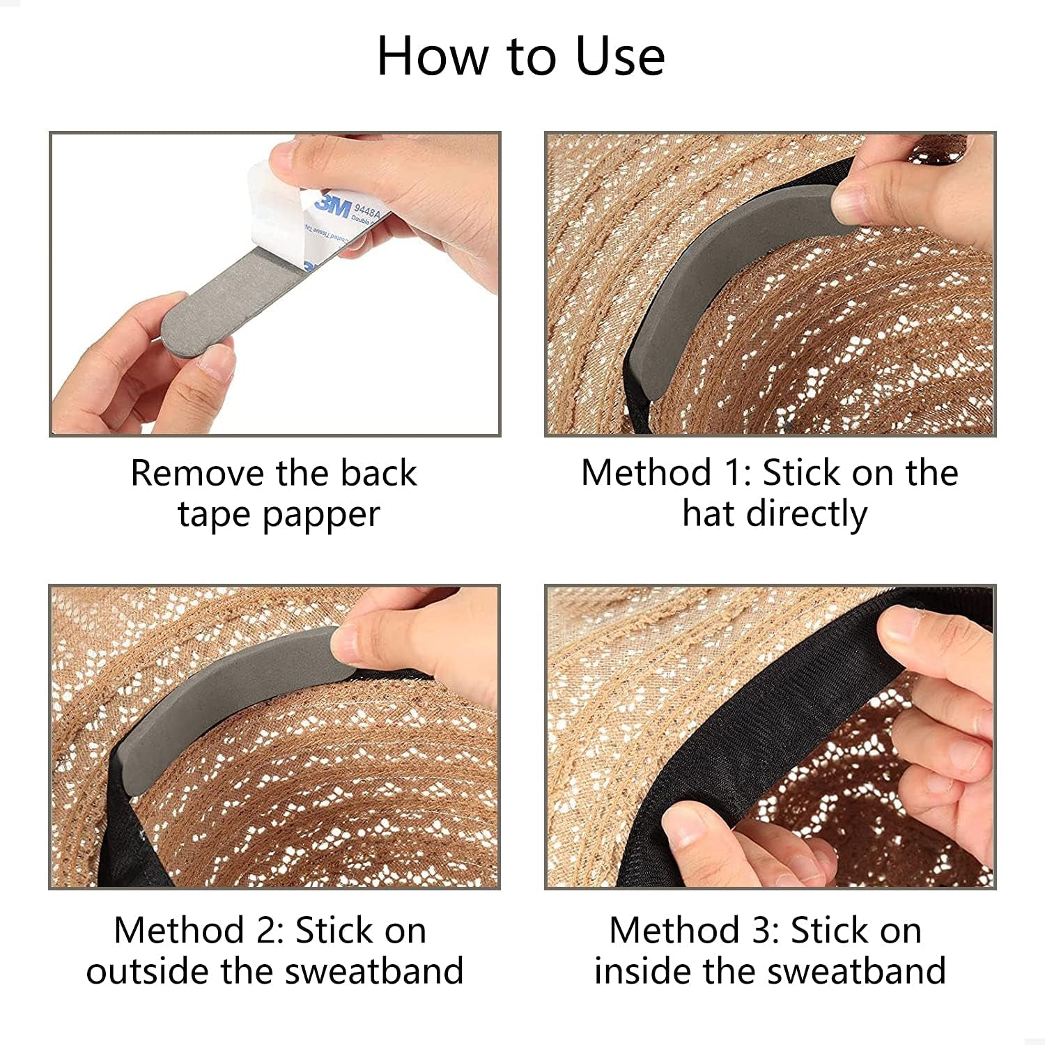 Hat Size Reducer, Soft Latex Hat Sizing Tape, Hat Inserts to Make Fit Smaller, Hat Tape Size Reducer, Foam Tape for Hats and Caps, Hat Reducing Tape, Hat Sizer Insert, 12 Pcs