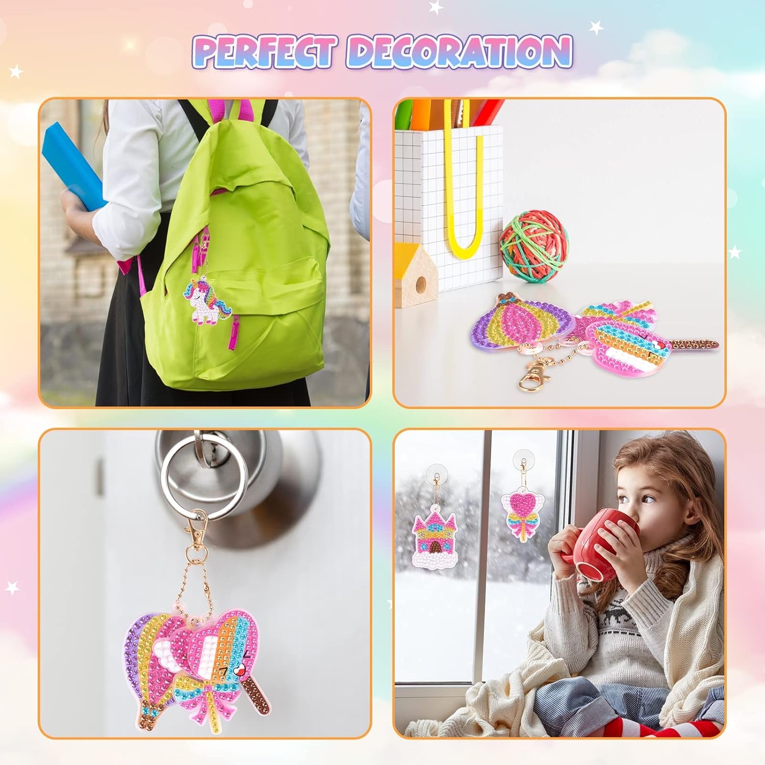 Toys for 4 5 6+ Year Old Girls, Unicorns Diamond Painting Kits for Kids Make Your Own GEM Keychains Arts and Crafts for Kids Age 4-12 Unicorns Birthday Gifts for 4-12 Year Old Girls Boys