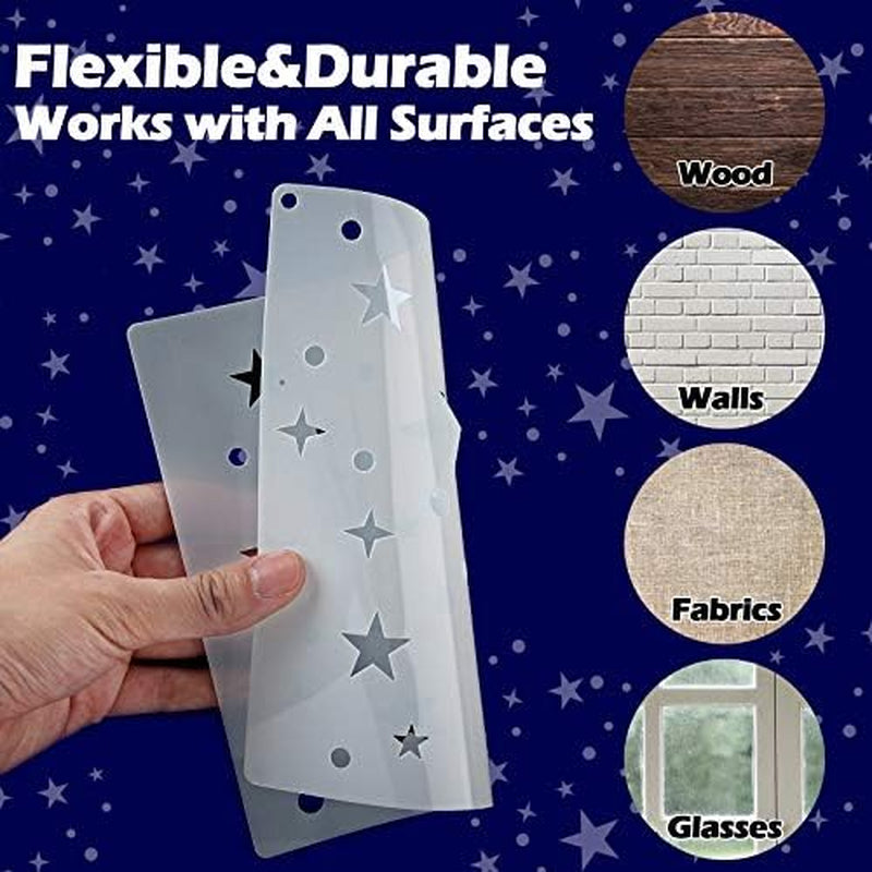 6 Pieces Star Stencil Kit Reusable Twinkle Star Template Assorted Star Pattern Stencils in Different Sizes with Metal Open Ring for Painting on Tile Wall Home Decor Paper Fabric
