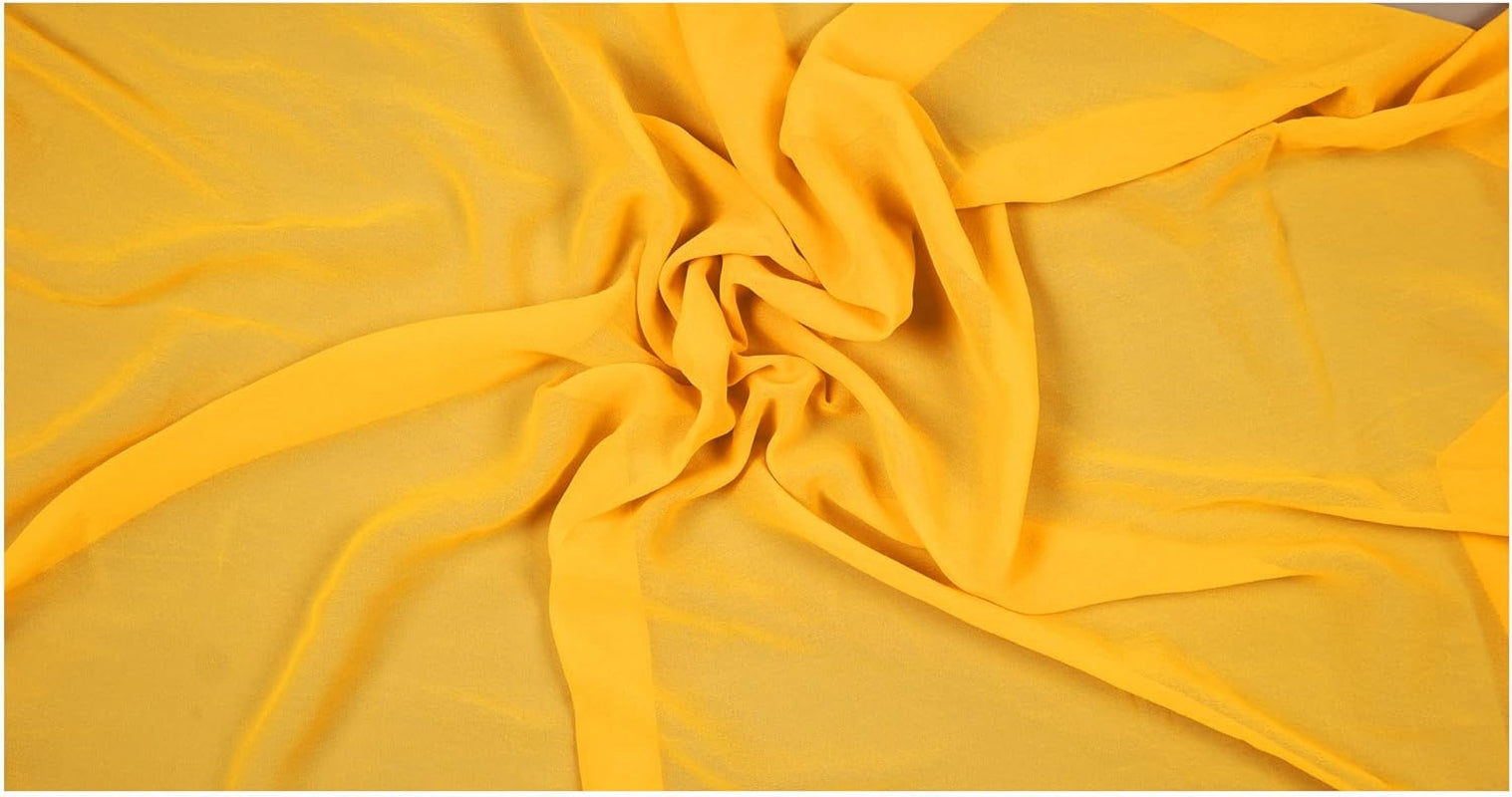 Pack of 10 Yard Bridal Solid Chiffon Fabric, Vintage Sheer Fabric Bolt for Wedding Dress, DIY Decoration, Sheer, Crafts, Silky Chiffon Fabrics 44” - Yellow Gold