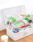 13 Inch Art Craft Organizer Storage Box with 2 Tier,Multifunctional Plastic Sewing Supplies and Tool Box with Handle for Sewing,Medicine,Nail,Hair Accessories Makeup Organizer and Family First Aid Box