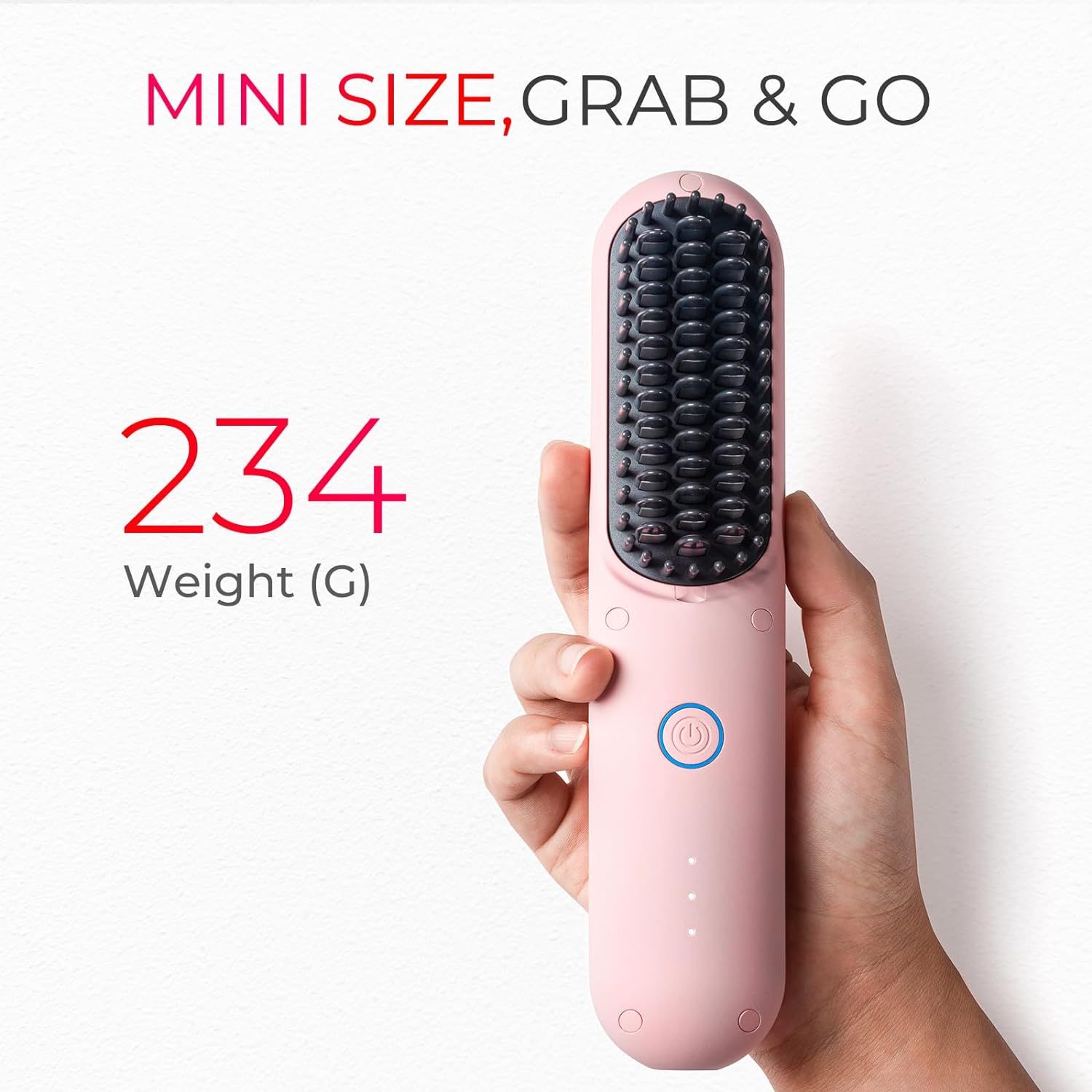 Cordless Hair Straightener Brush,  Porta Straightening Brush for Women, Touch Ups On-The-Go Styling Hot Comb with Negative Ion, Lightweight &amp; Mini Travel, USB Rechargeable